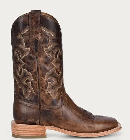 A4264 Men's Brown Moka Embroidery Wide Square Rodeo Collection Cowboy Boots