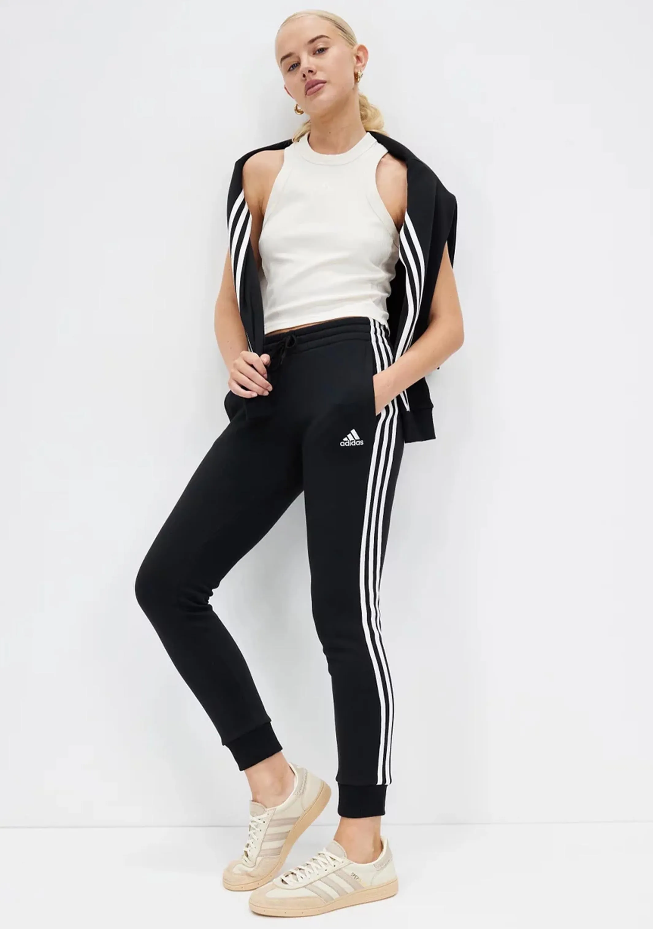 Adidas Womens Essential Fleece 3 Stripe Pants
