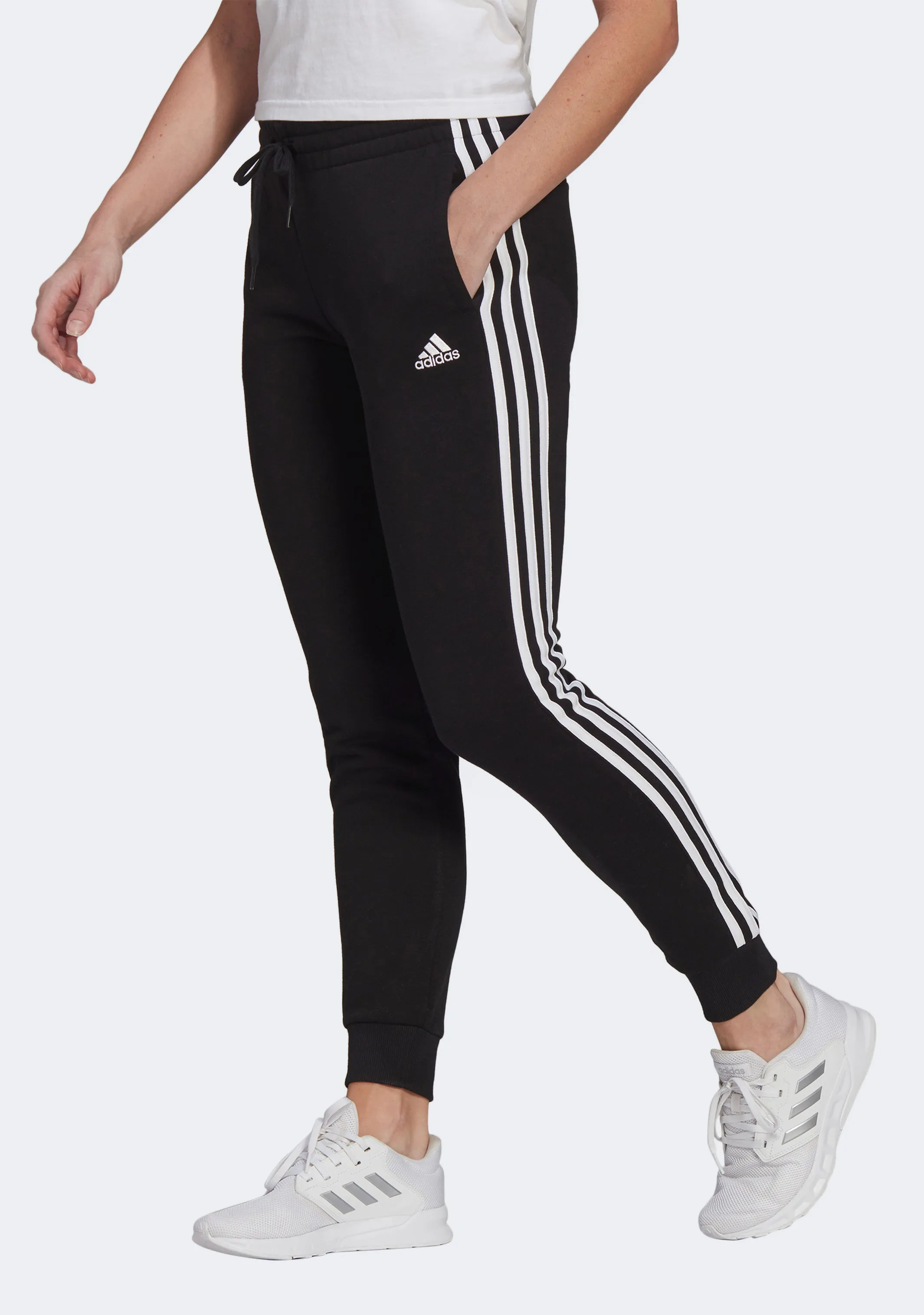 Adidas Womens Essential Fleece 3 Stripe Pants