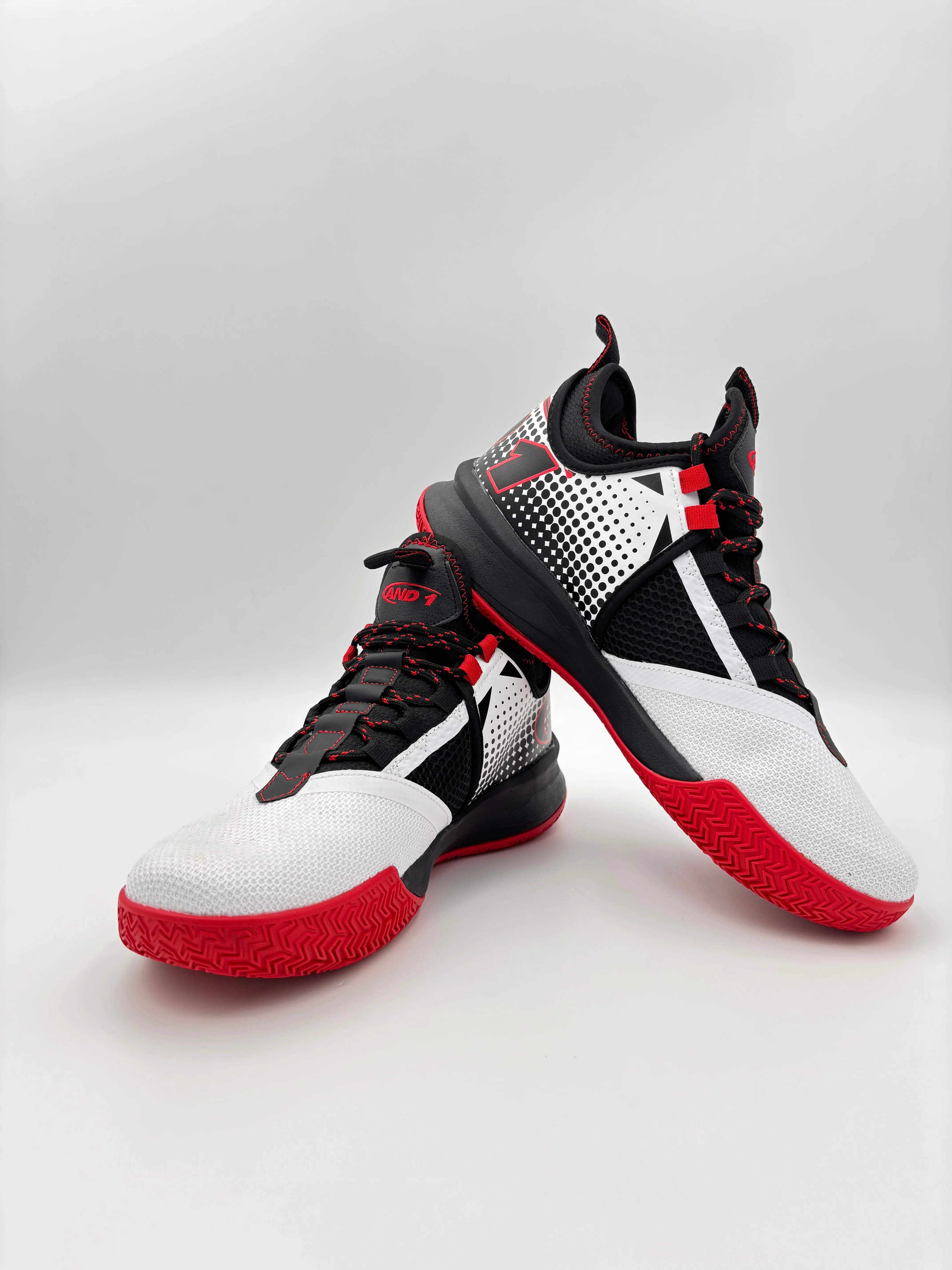 AND-1 MEN'S CHARGE WHITE/BLACK/RED BASKETBALL SHOES