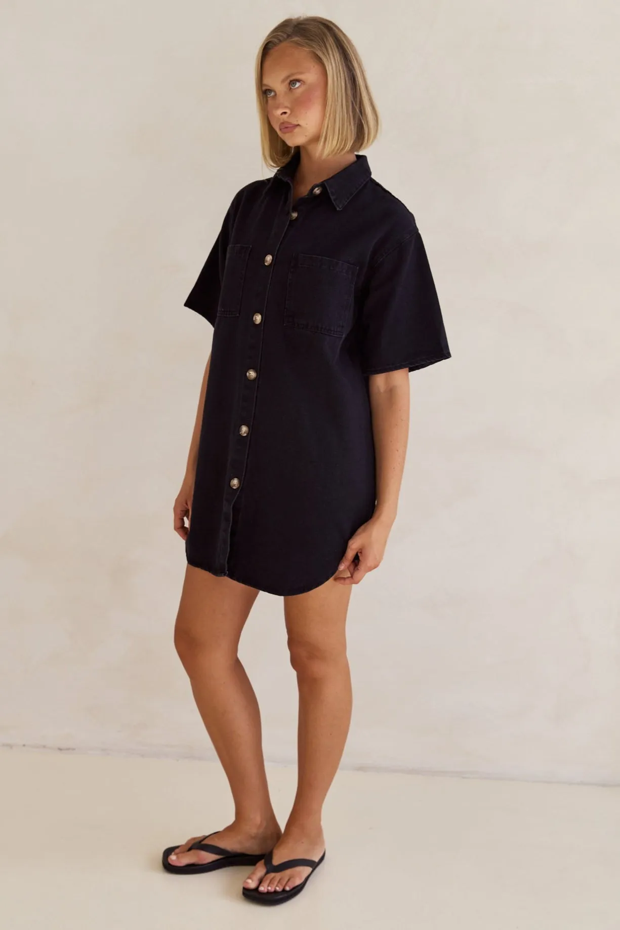 Andie Denim Mini Dress (Black)