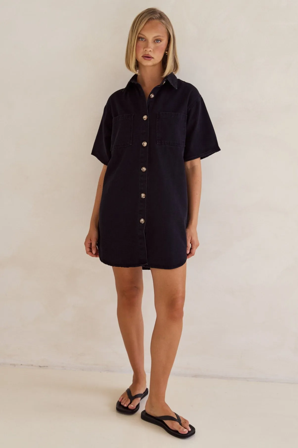 Andie Denim Mini Dress (Black)