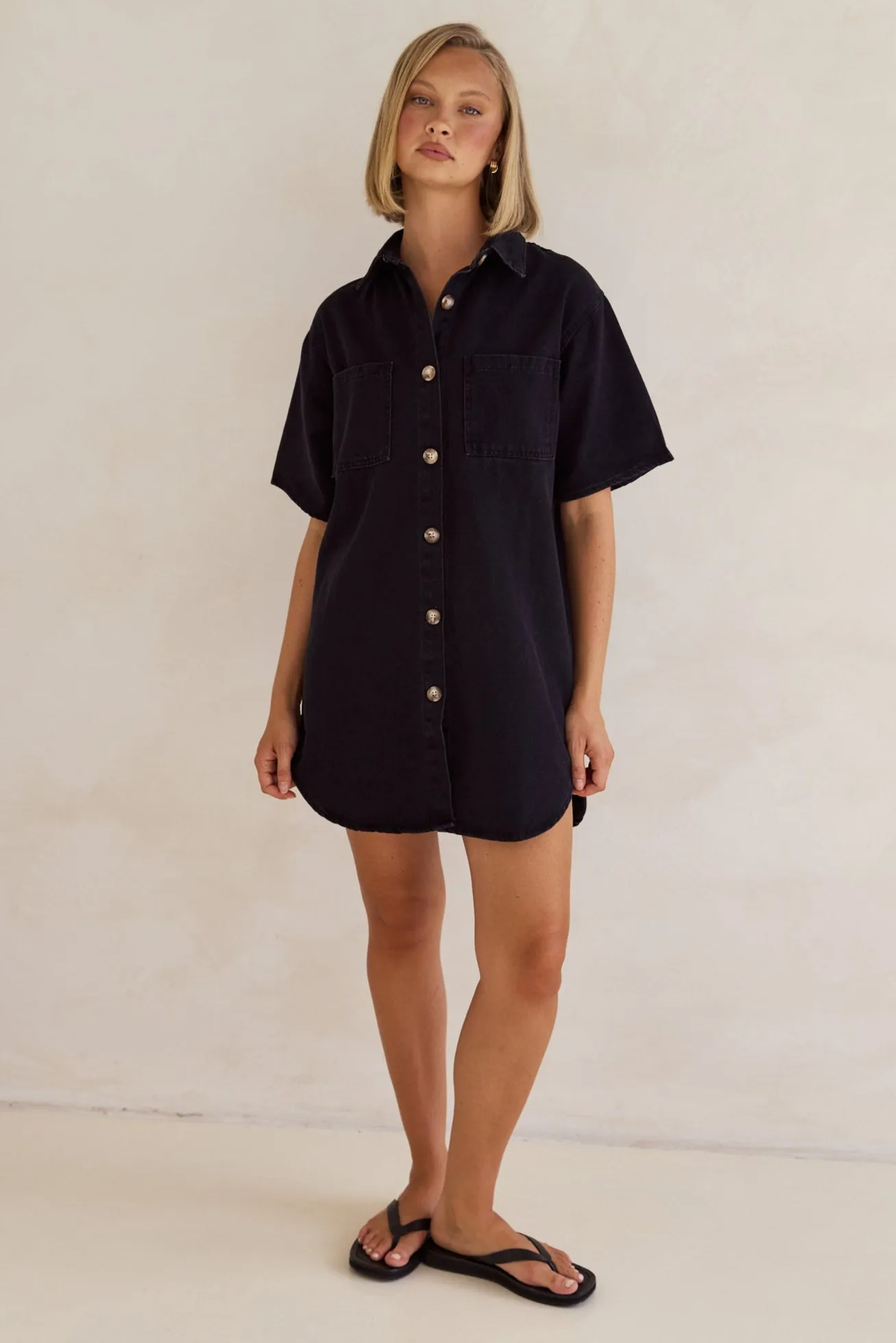 Andie Denim Mini Dress (Black)