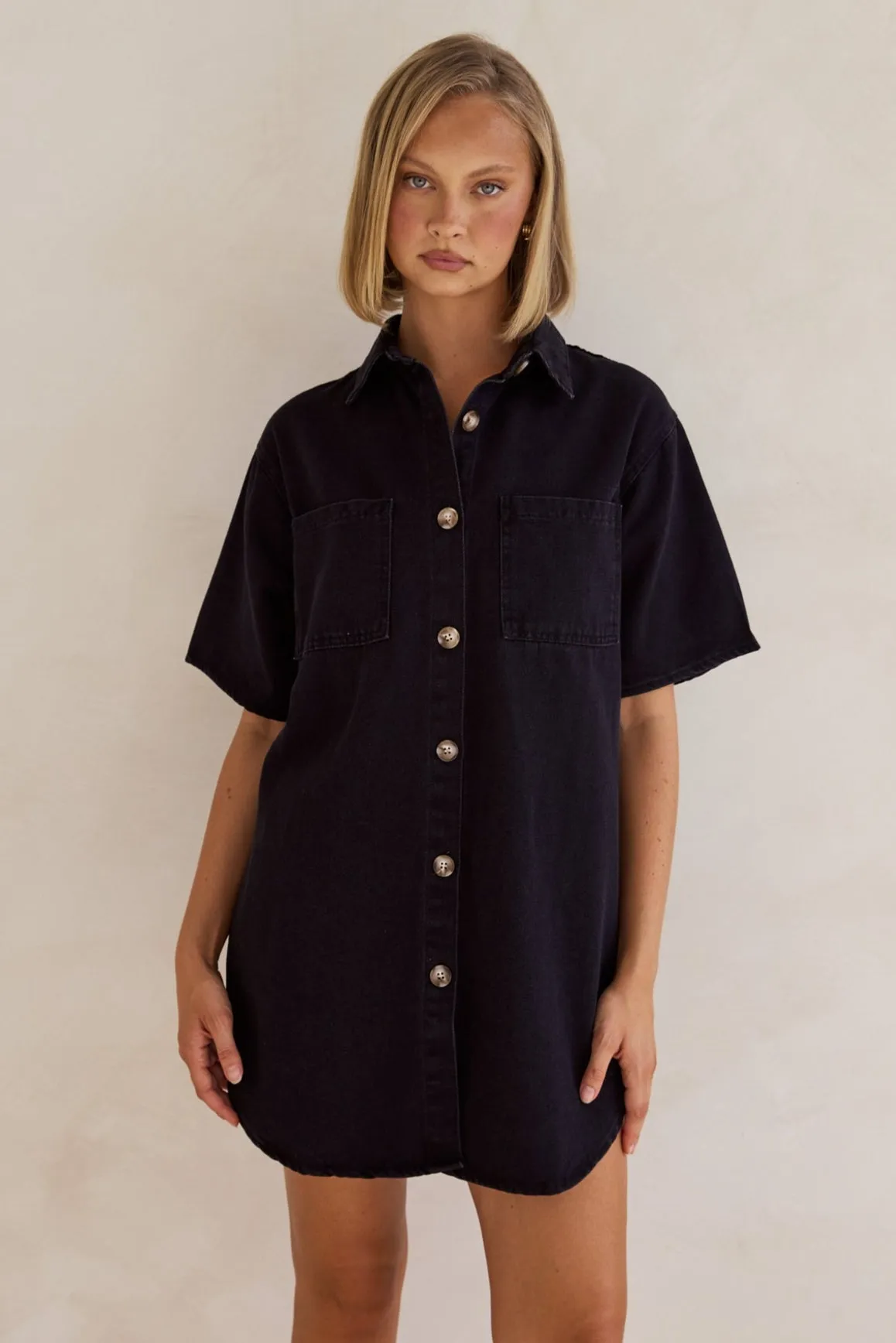 Andie Denim Mini Dress (Black)