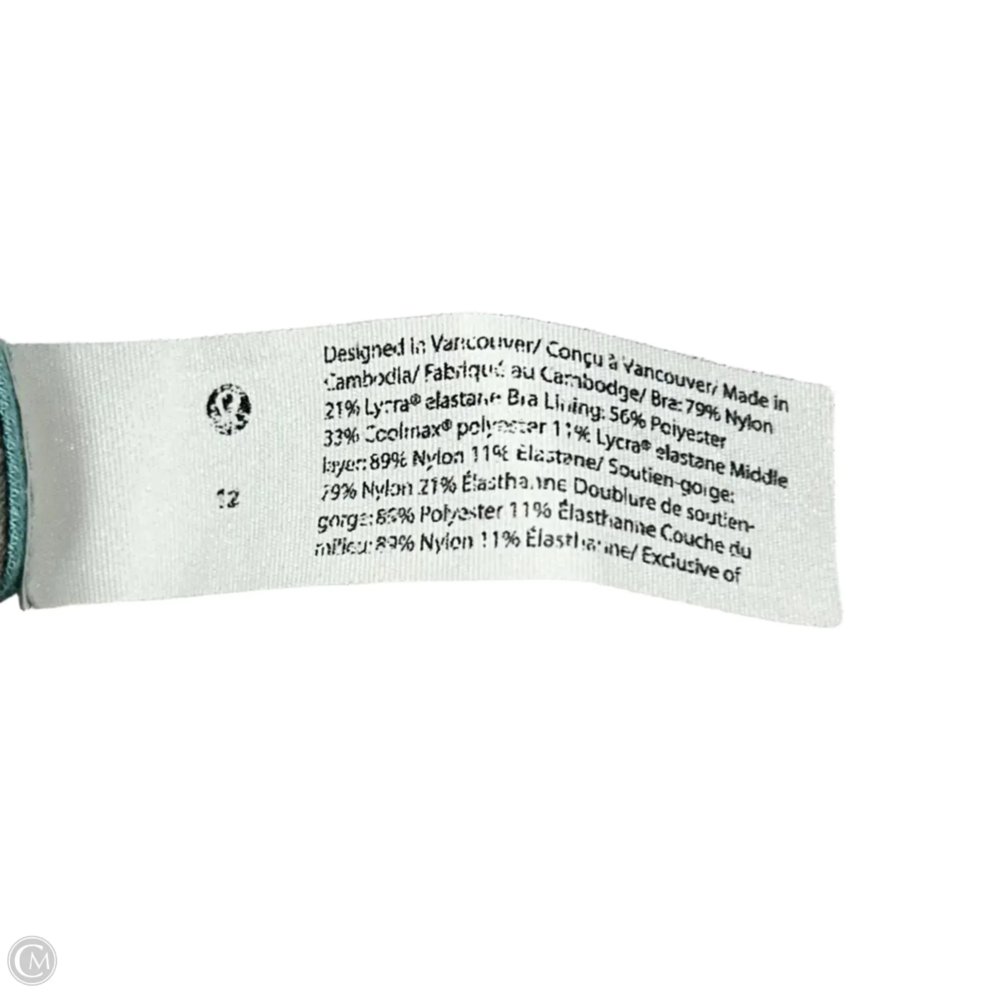 Athletic Bra By Lululemon In Multi-colored, Size: L