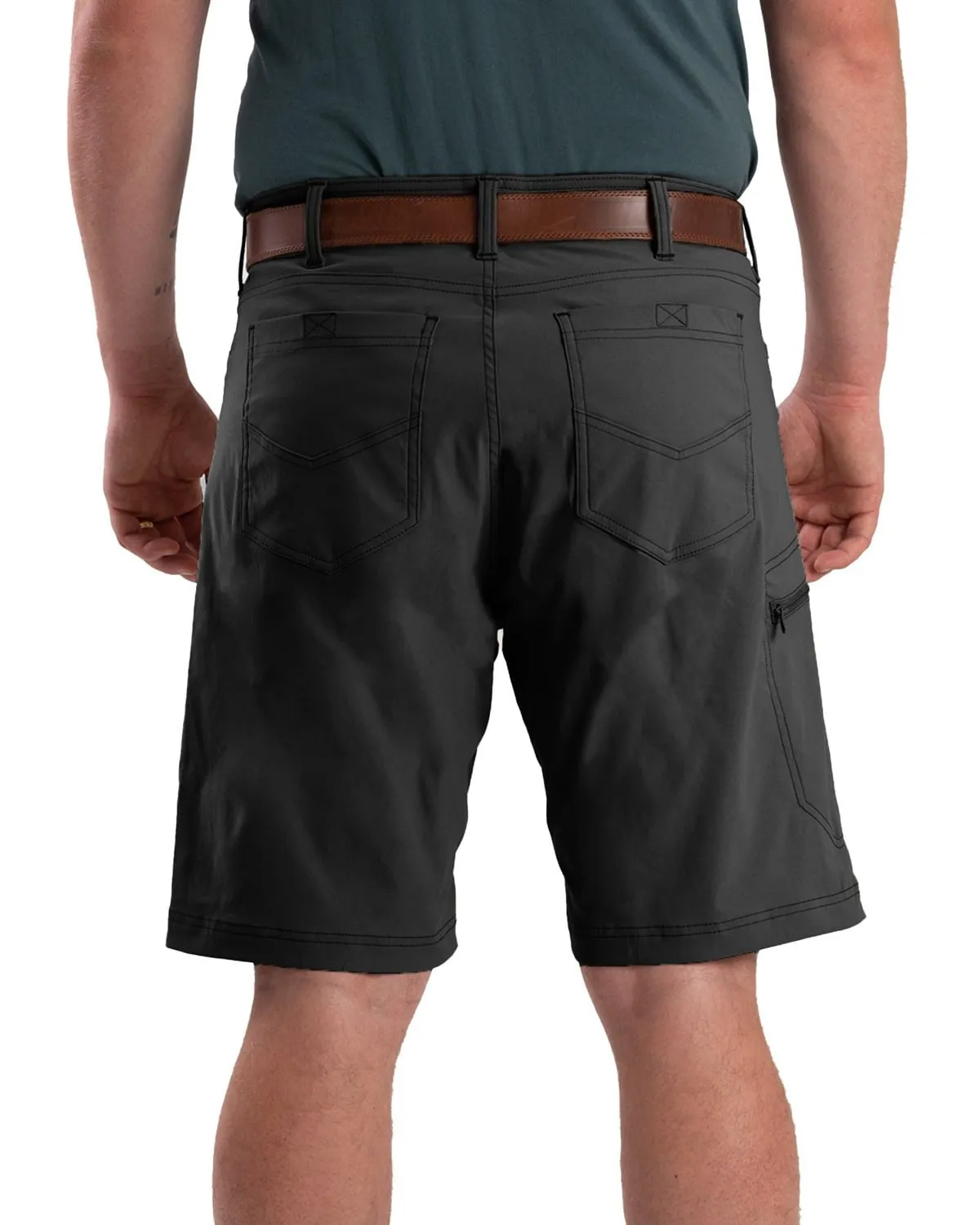 Berne Mens Lightweight Flex Pro Black Nylon Blend Casual Shorts