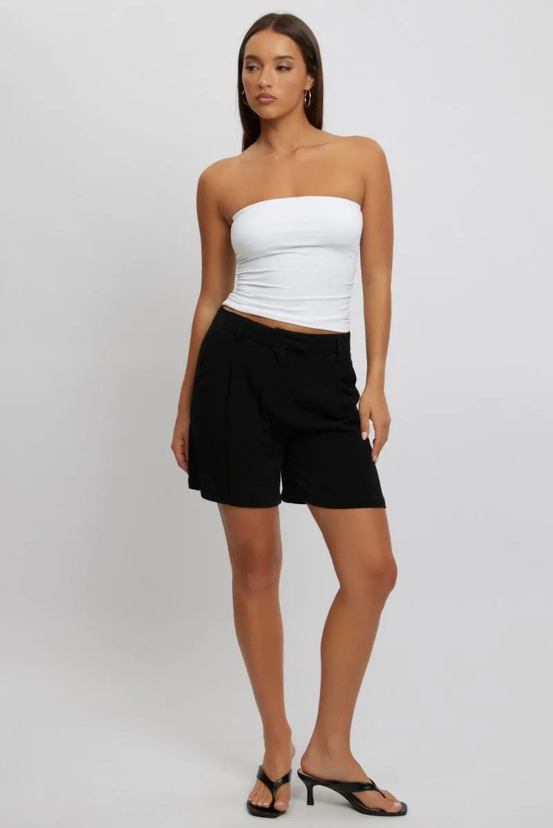 Black Relaxed Shorts Mid Rise