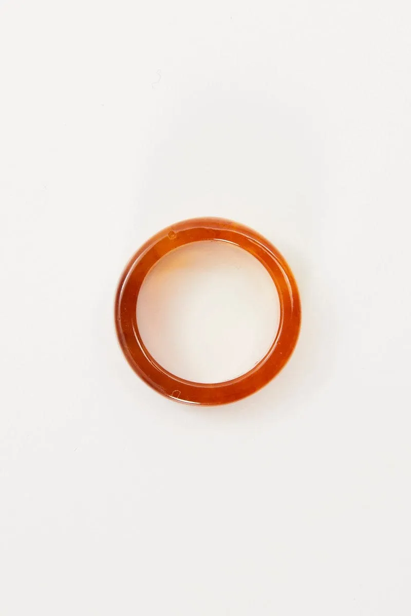 Brown Plastic Chunky Ring
