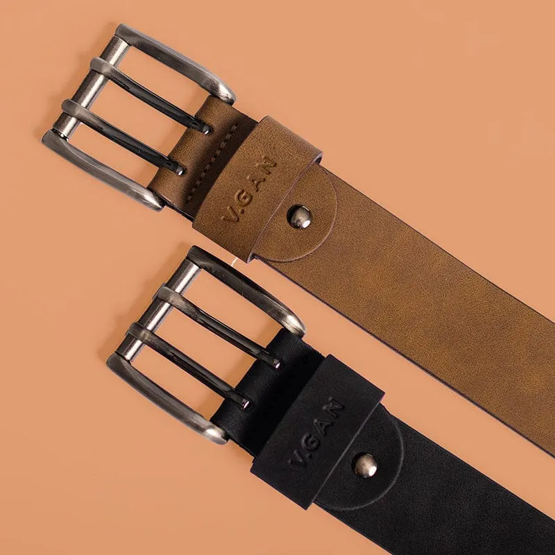 Casual Men's Vegan Leather Belt | Tan