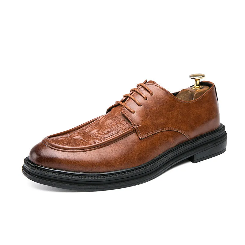 Cowhide Leather Crocodile Pattern Spicing Casual Dress Men Dress Shoes