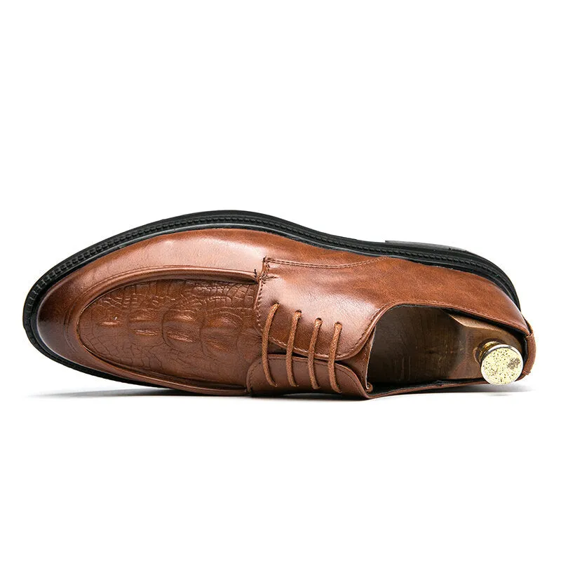 Cowhide Leather Crocodile Pattern Spicing Casual Dress Men Dress Shoes