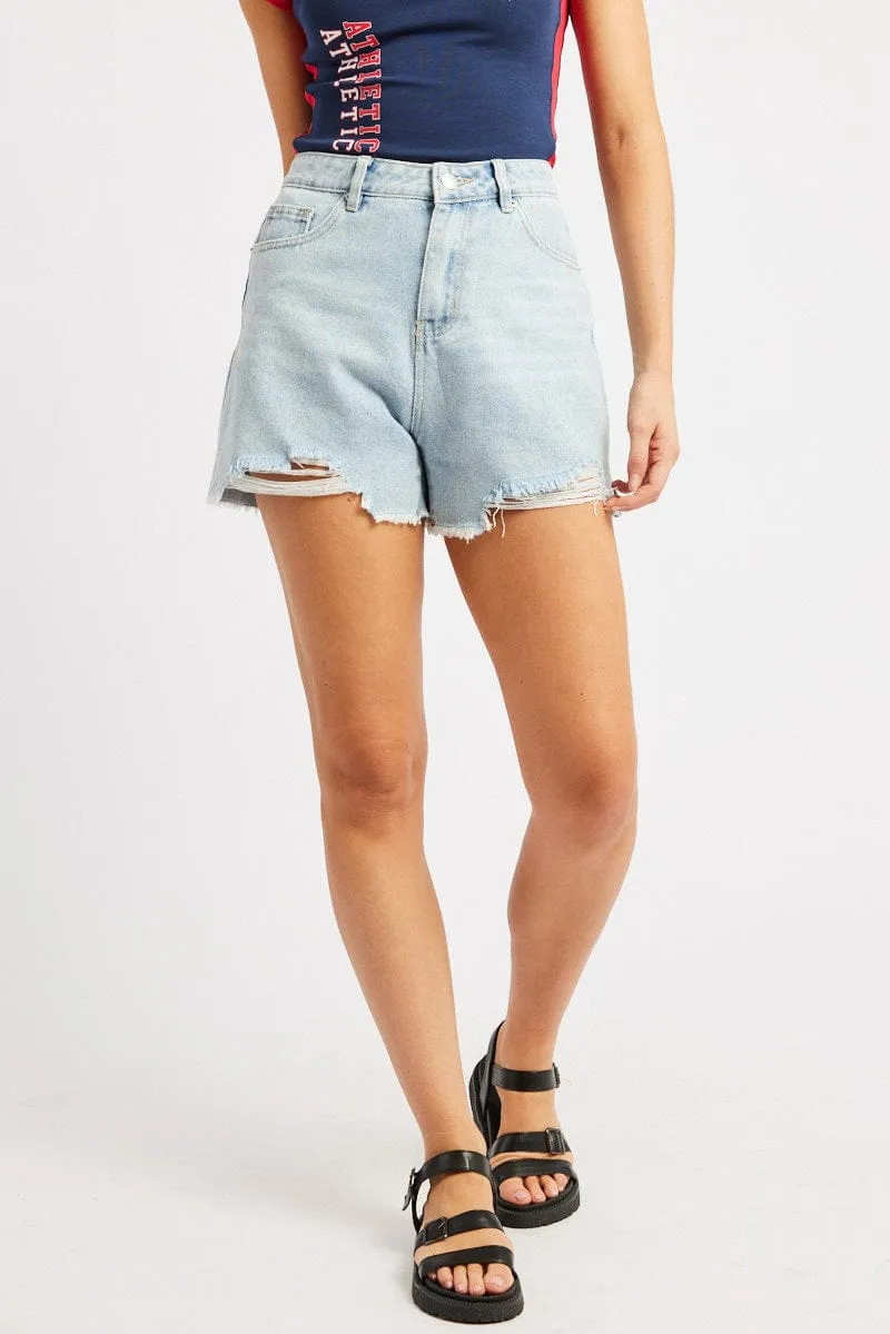 Denim Relaxed Denim Short Mid Rise