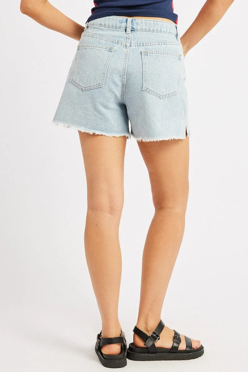 Denim Relaxed Denim Short Mid Rise