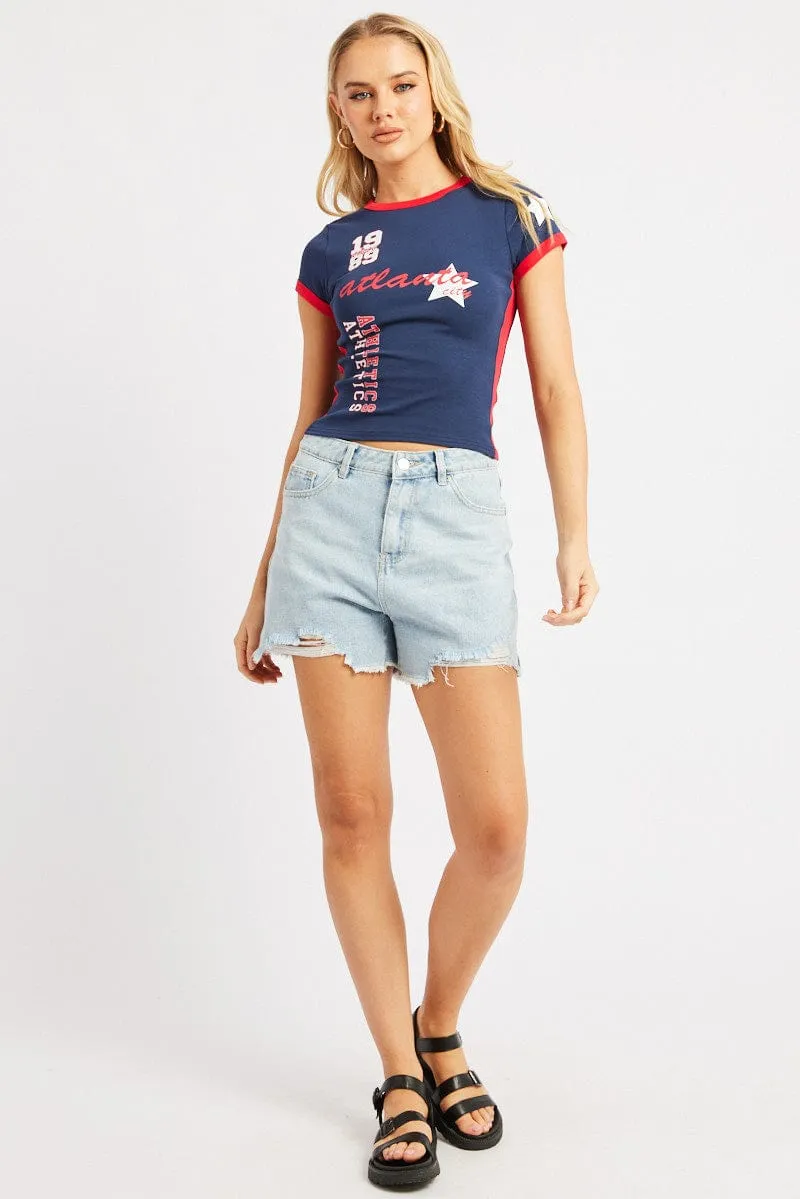 Denim Relaxed Denim Short Mid Rise