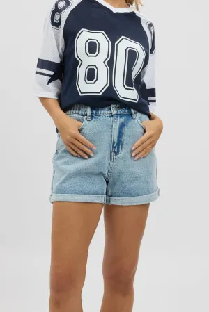 Denim Relaxed Shorts Elastic Waist