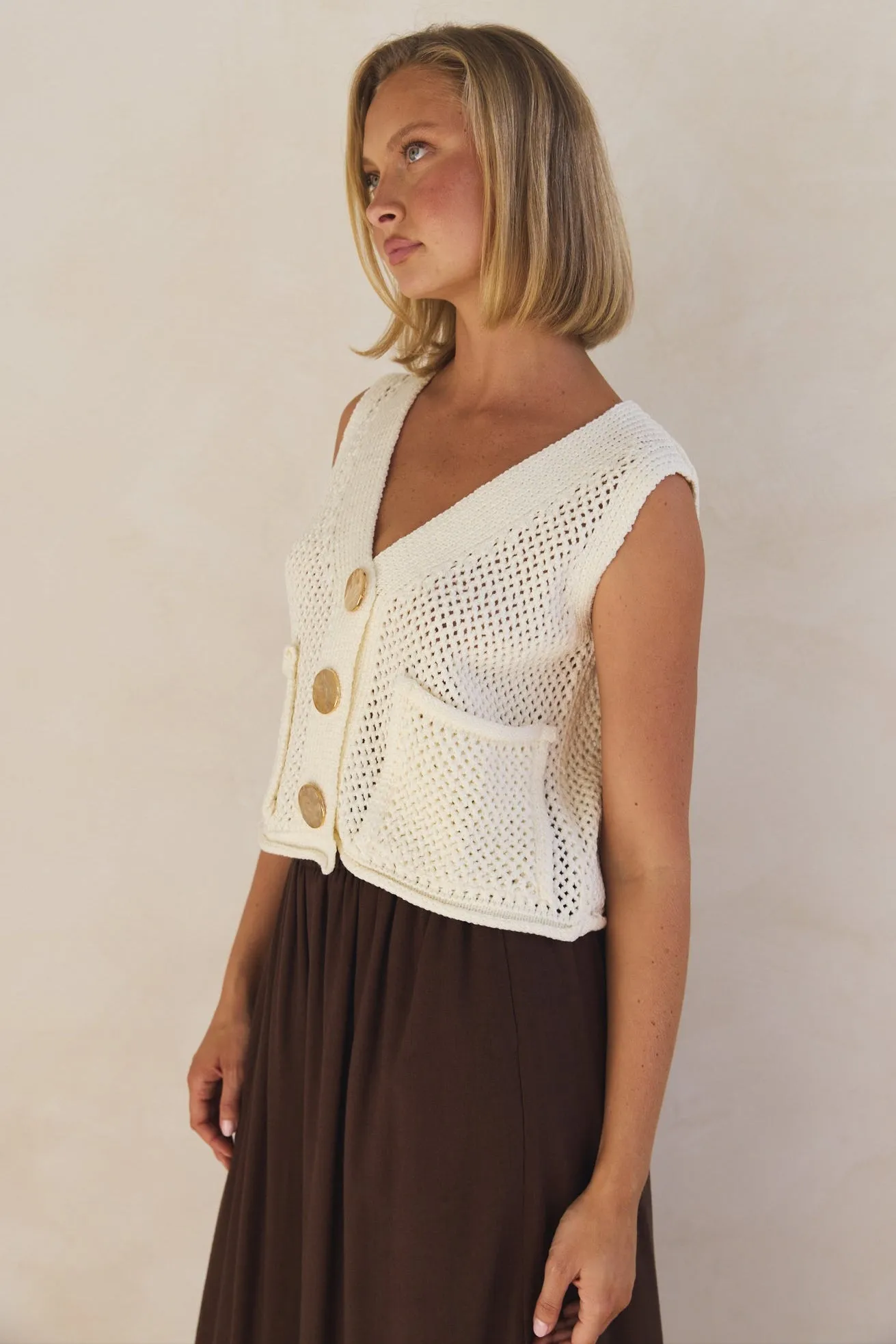 Elizabeth Knit Vest (Cream)
