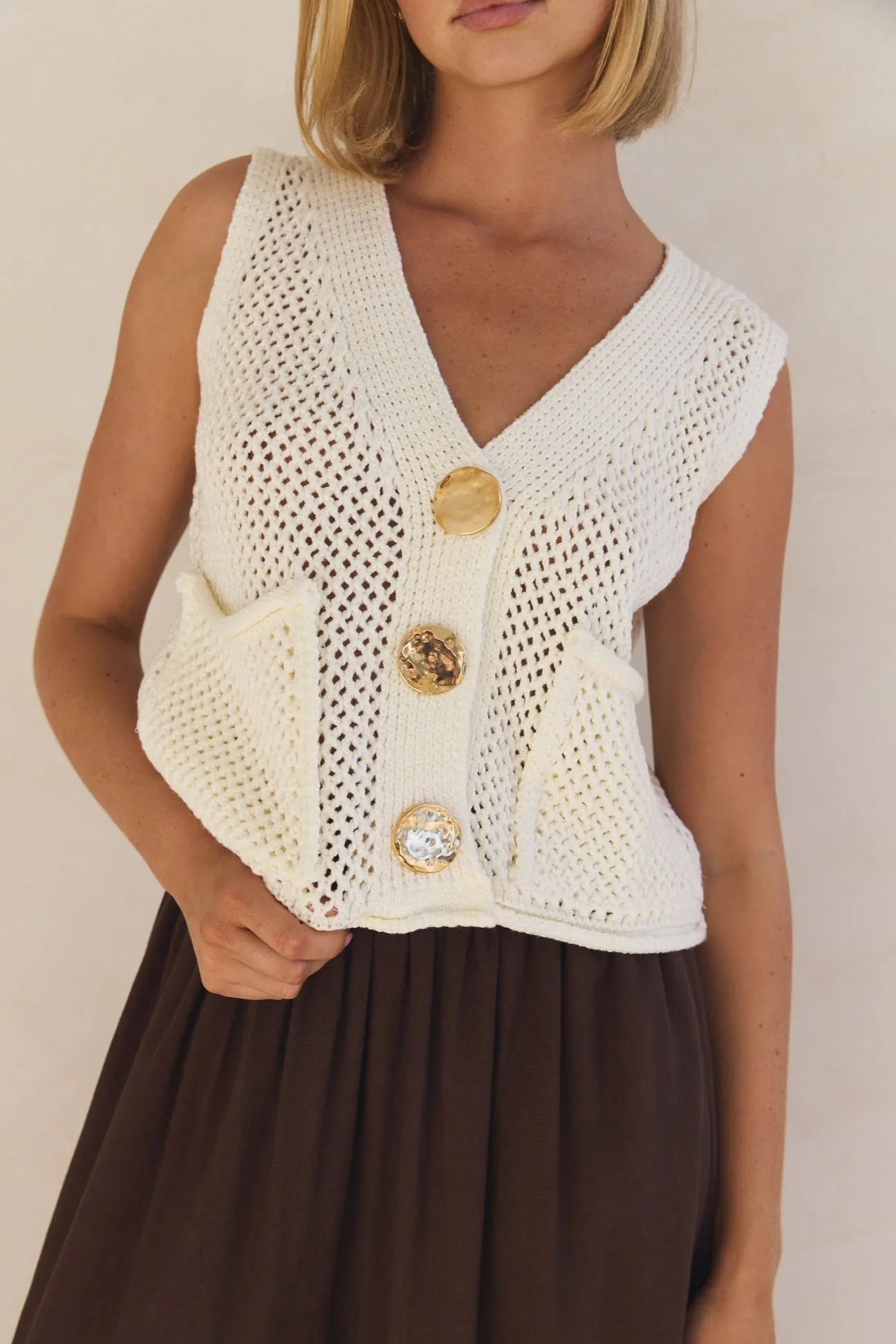 Elizabeth Knit Vest (Cream)