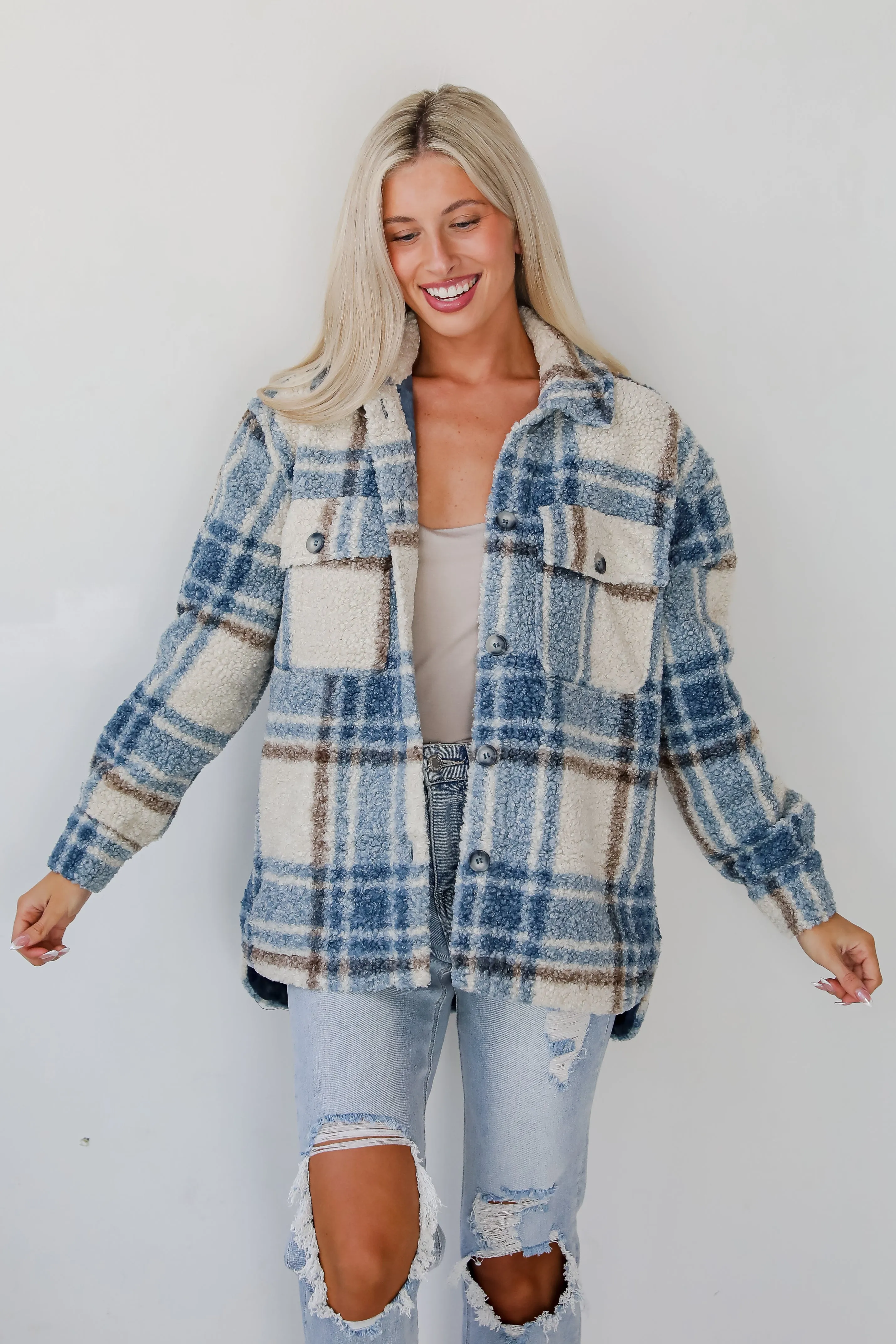 FINAL SALE - Cuddly Cute Plaid Teddy Shacket