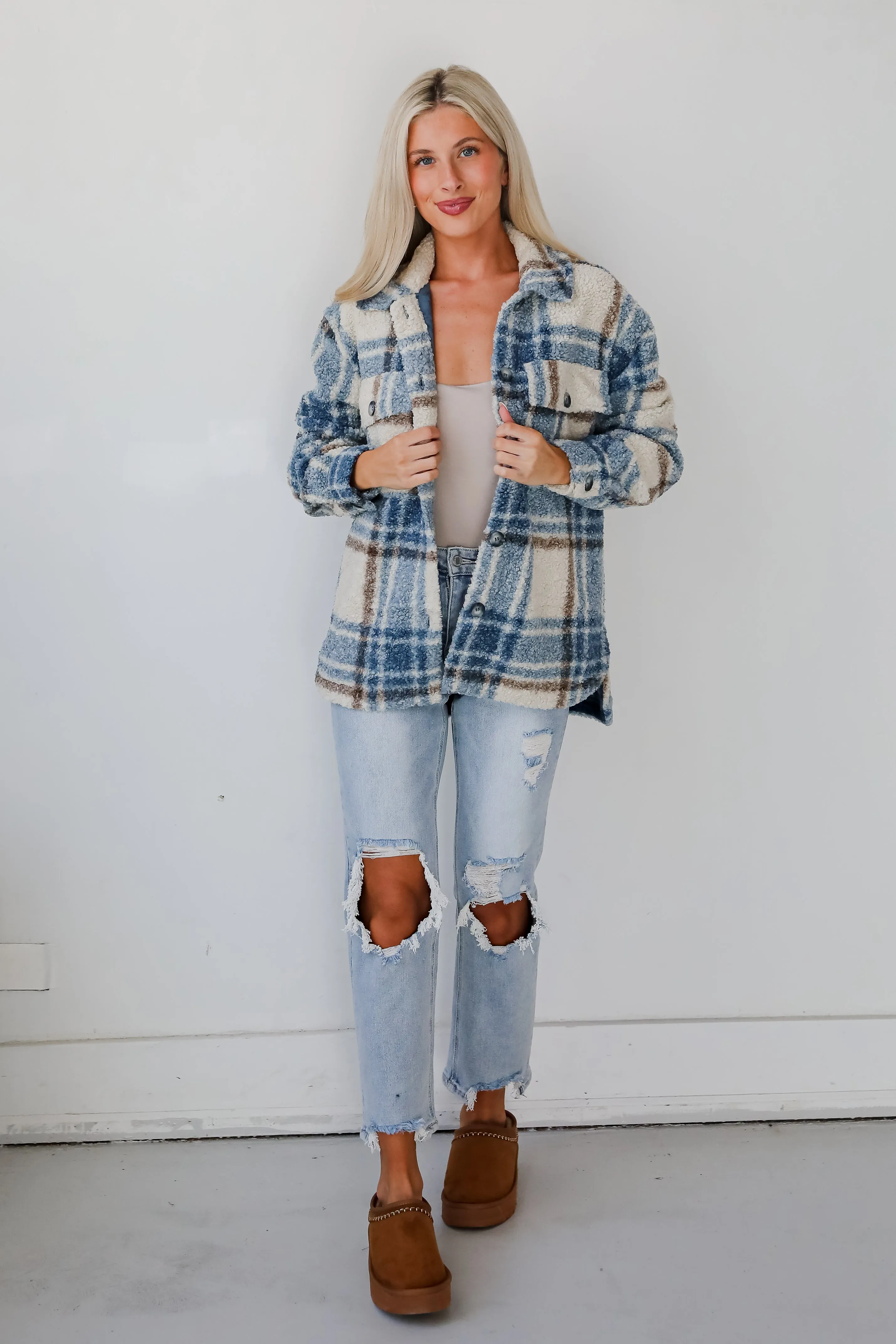 FINAL SALE - Cuddly Cute Plaid Teddy Shacket