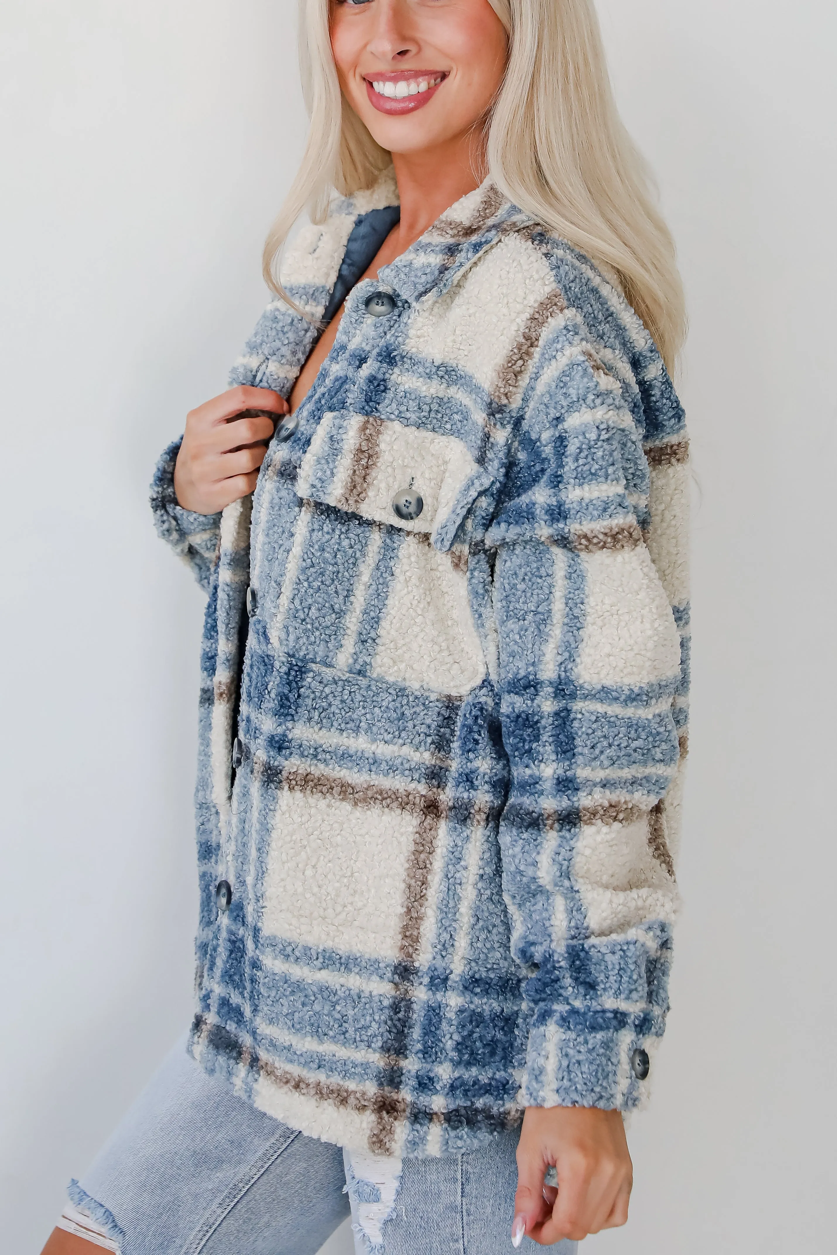 FINAL SALE - Cuddly Cute Plaid Teddy Shacket