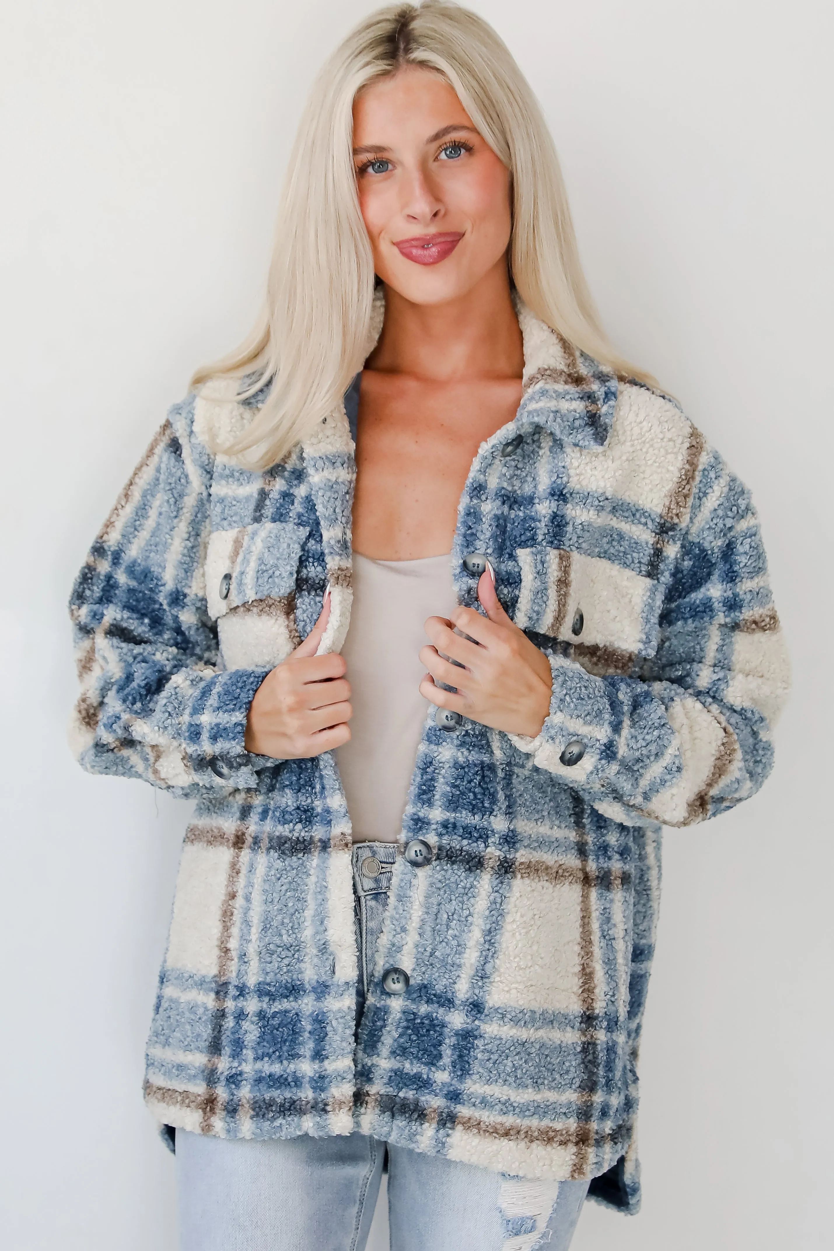 FINAL SALE - Cuddly Cute Plaid Teddy Shacket