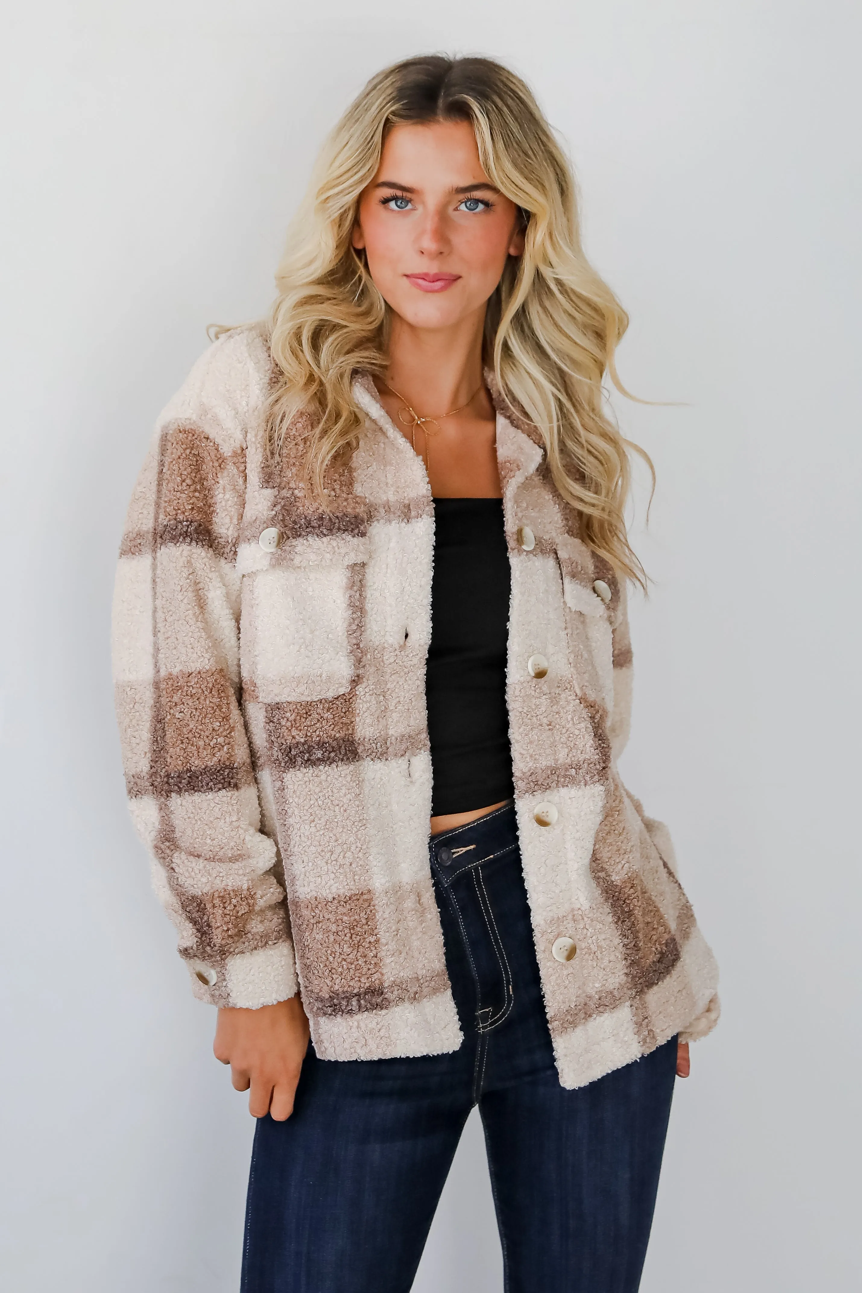 FINAL SALE - Cuddly Cute Plaid Teddy Shacket