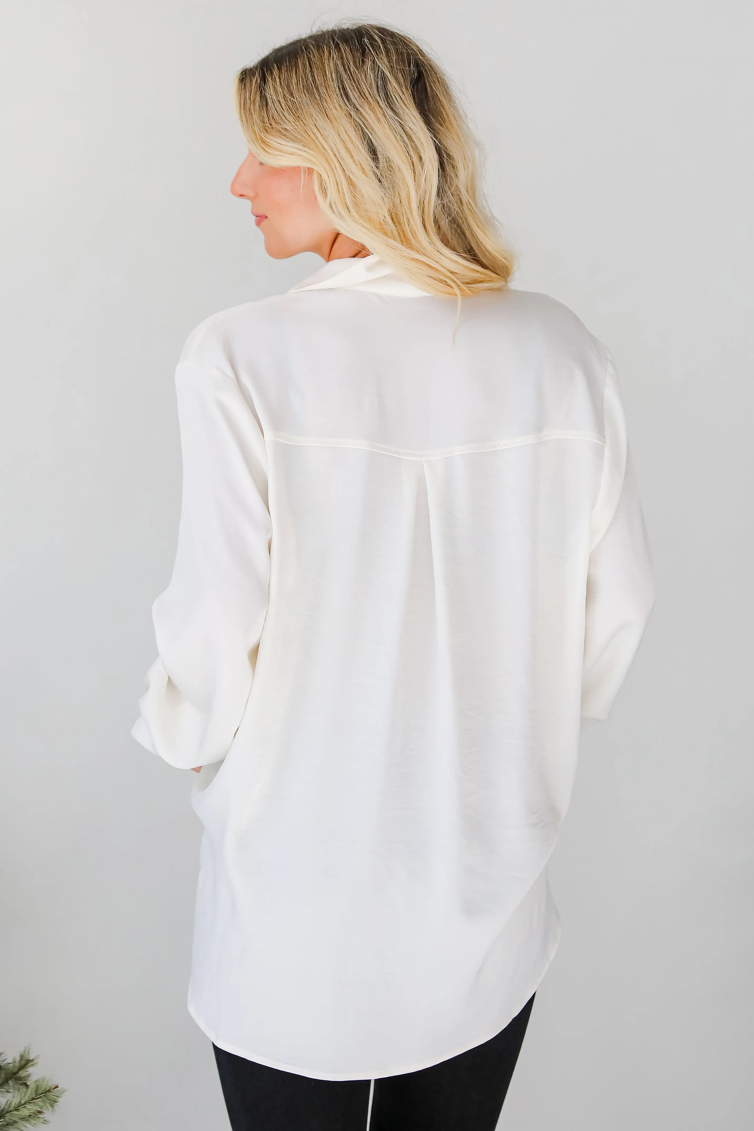 FINAL SALE - Elegant Sensation Cream Oversized Button-Up Blouse