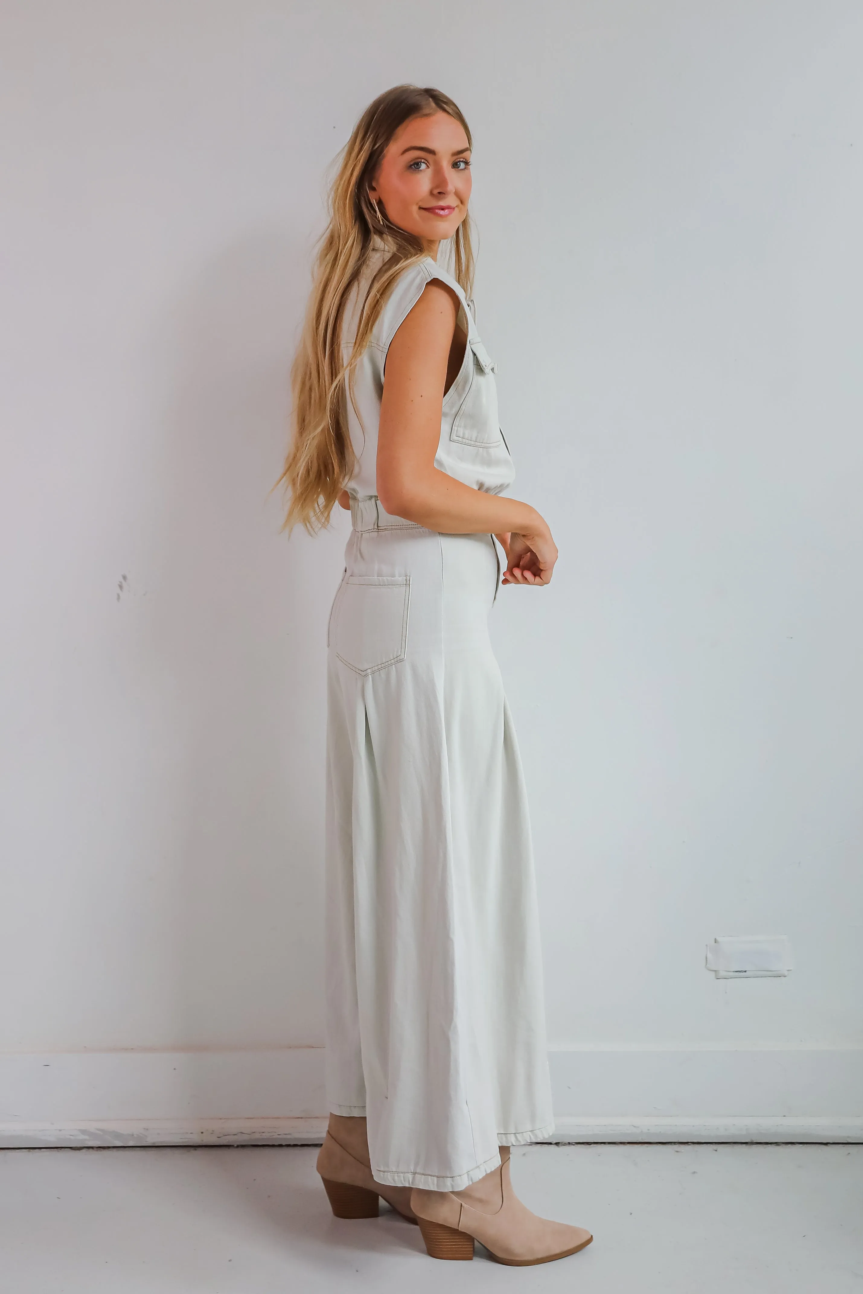 FINAL SALE - Major Charmer Light Wash Denim Jumpsuit