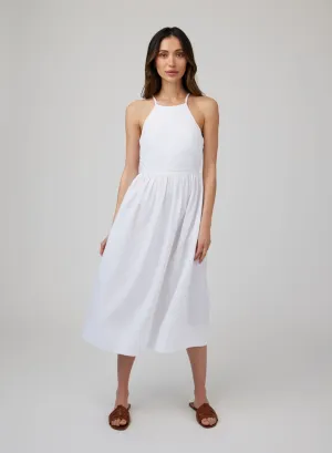 Fitted Midi Halter Dress - White