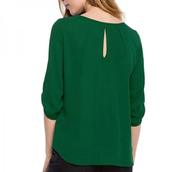 Green Yellow Women Shirt Chiffon Blusas Femininas Tops Elegant Ladies Formal Office Blouse Plus Size O Neck Shirt Women
