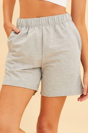 Grey Relaxed Short Pull On Cotton Terry Stretch