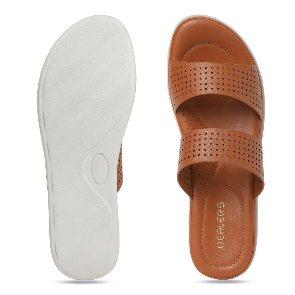 Healers Tan Casual Slippers For Women JD-38 By Liberty