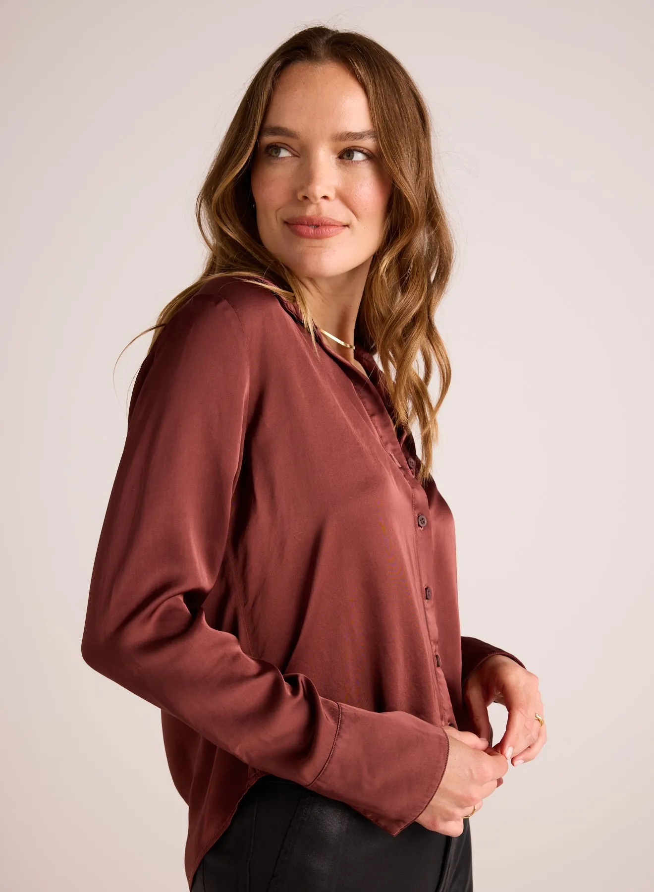 High Low Hem Shirt - Brandy Wine