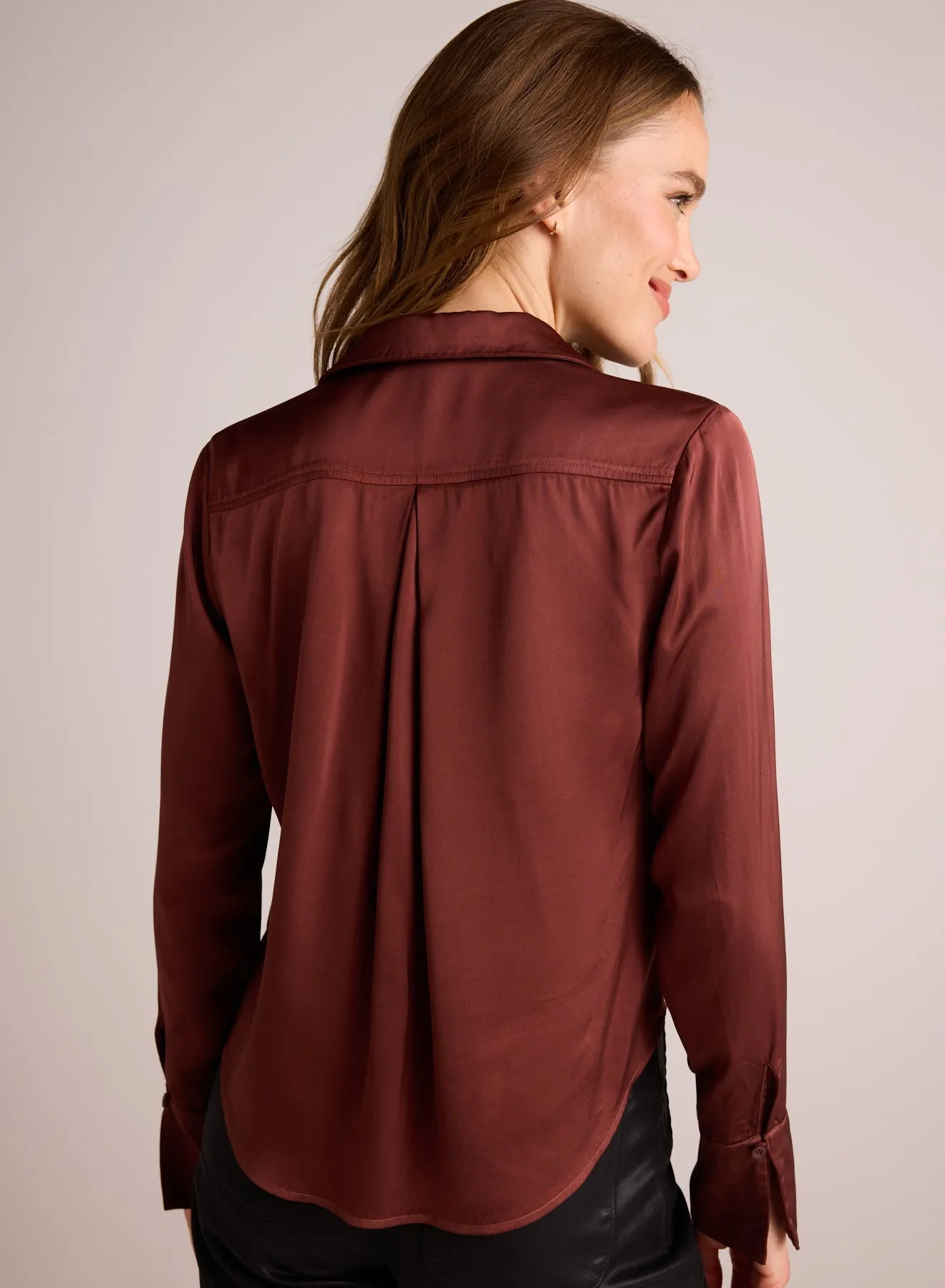 High Low Hem Shirt - Brandy Wine