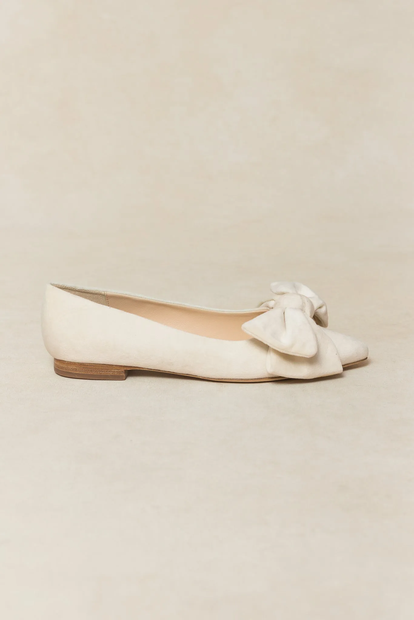 Ivy Bow Flat in Cream - FINAL SALE