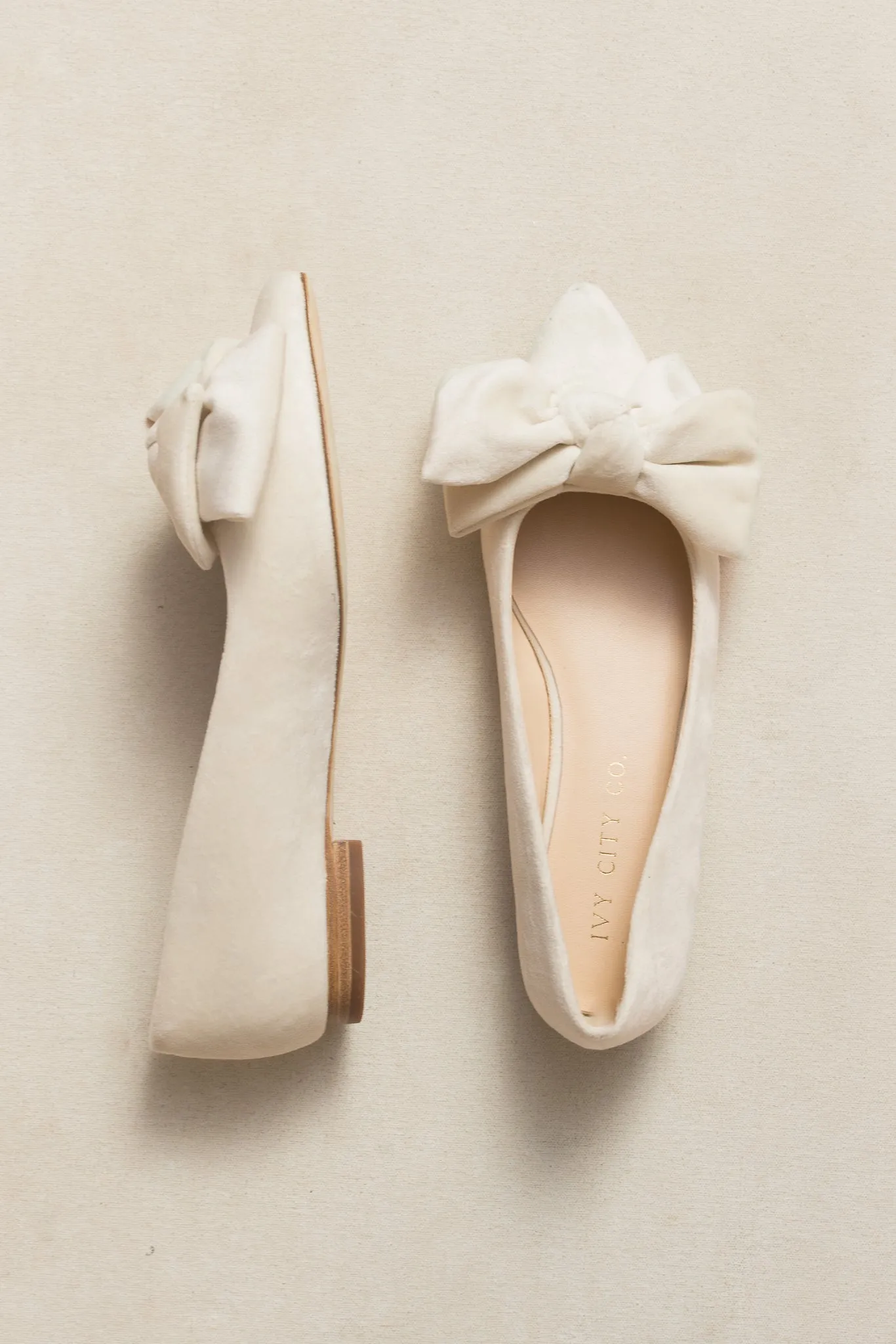 Ivy Bow Flat in Cream - FINAL SALE