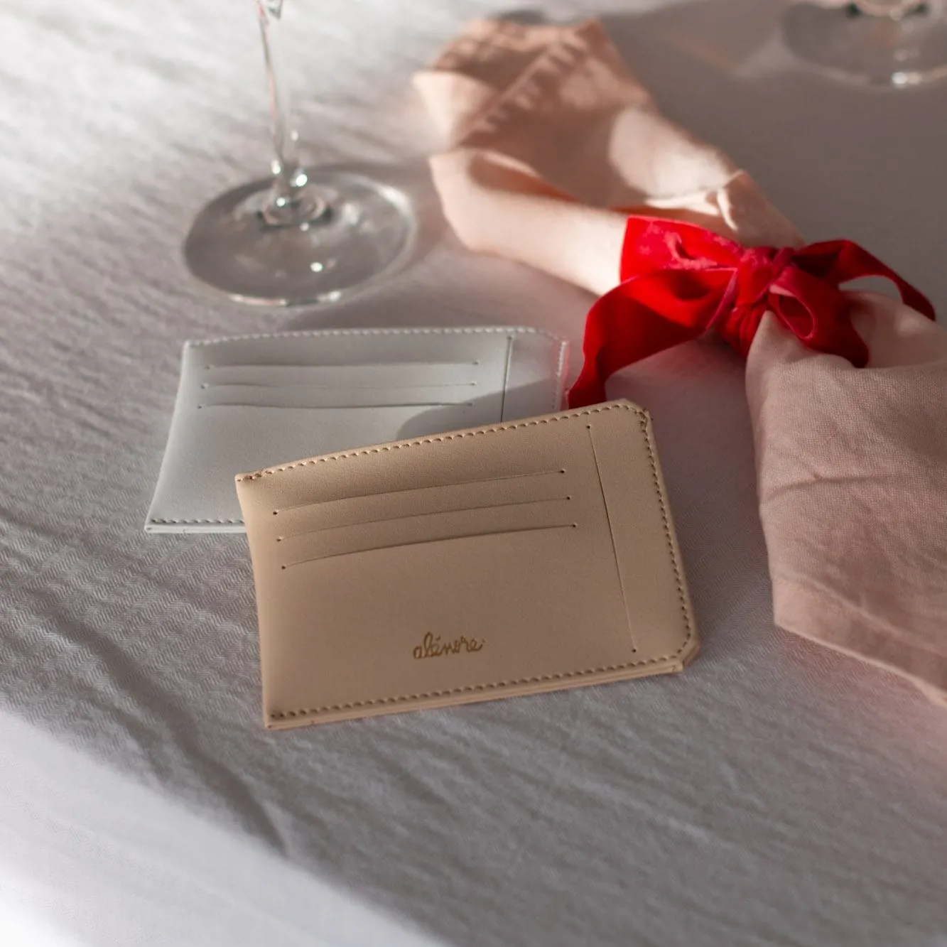 Jasmin Vegan Apple Leather Compact Wallet | Nude