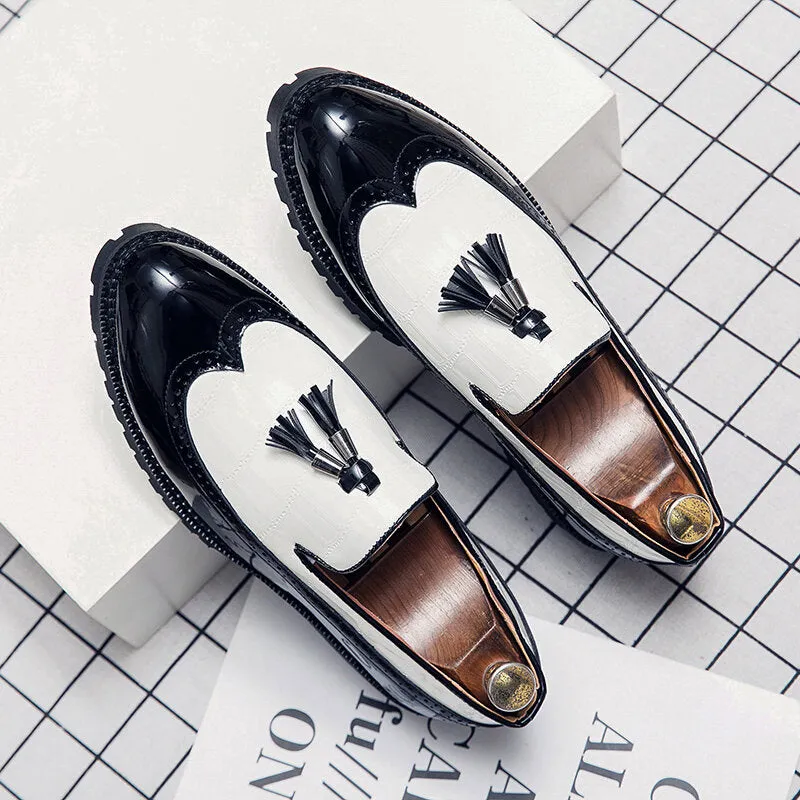 Leather Soft Bottom Tassel Pointed Toe Casual Business Men Dress Shoes