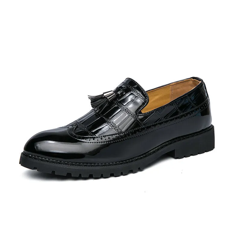 Leather Soft Bottom Tassel Pointed Toe Casual Business Men Dress Shoes
