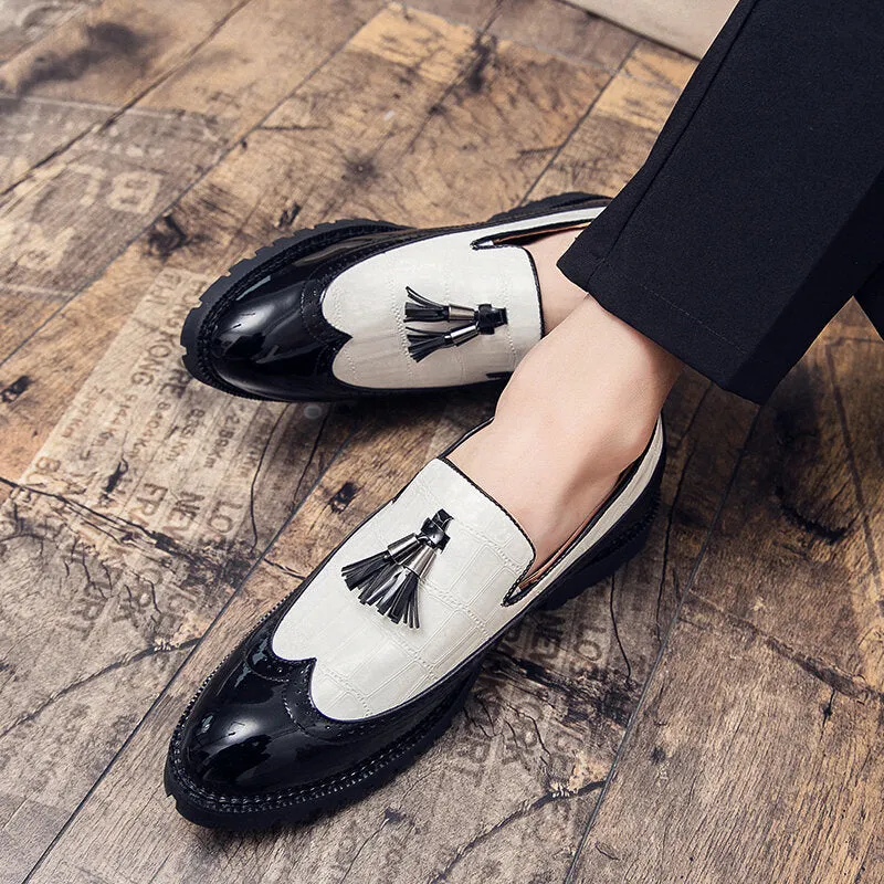 Leather Soft Bottom Tassel Pointed Toe Casual Business Men Dress Shoes