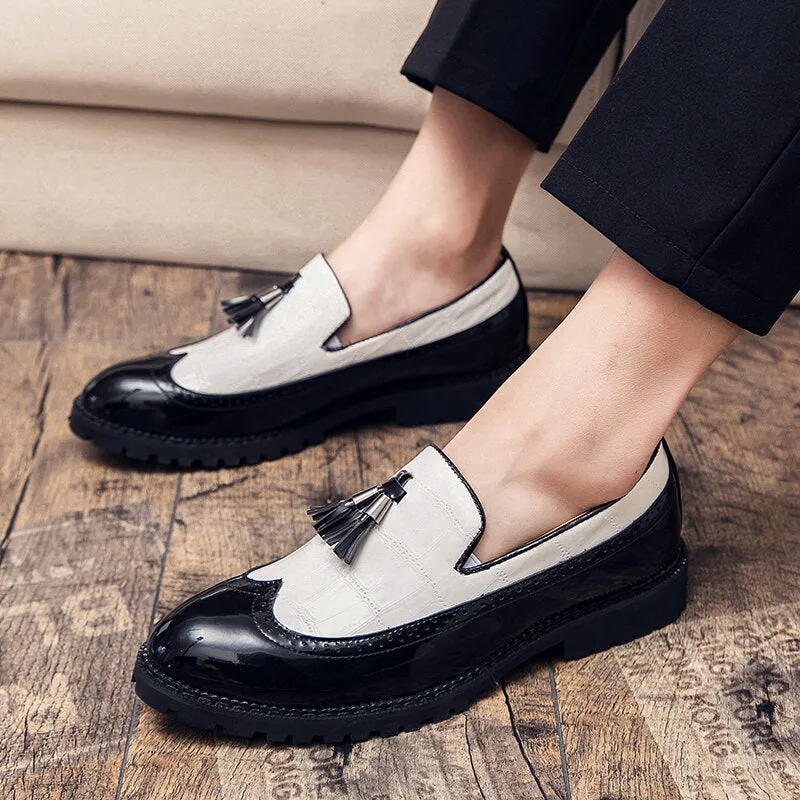 Leather Soft Bottom Tassel Pointed Toe Casual Business Men Dress Shoes