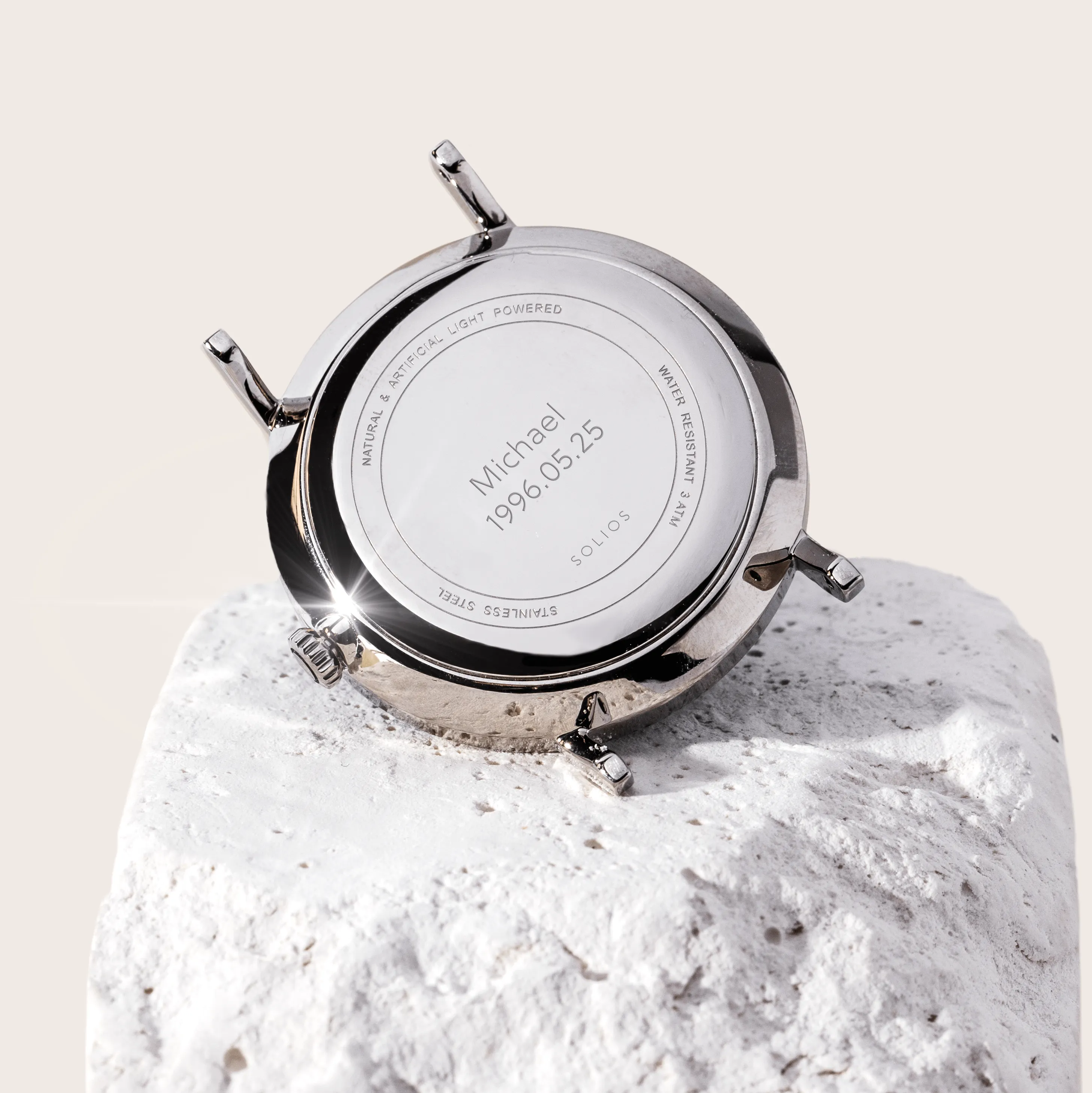 Mini Solar Watch with Black & Rose Gold Dial  | White Vegan Leather Strap