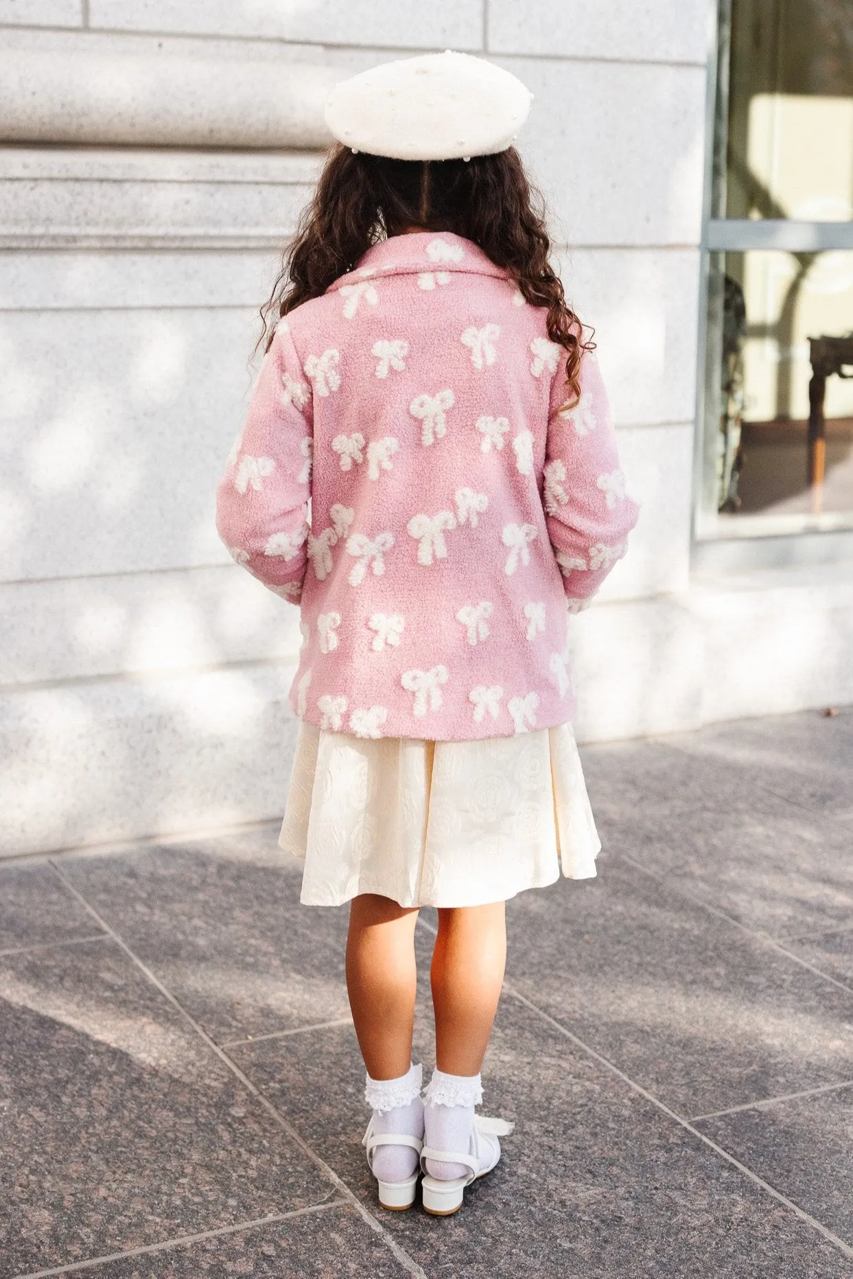 Mini Teddy Coat in Pink Bow Print - FINAL SALE