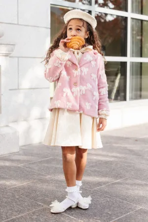 Mini Teddy Coat in Pink Bow Print - FINAL SALE