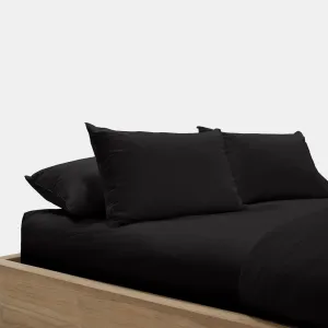 Set of 2 Cotton Pillow Shams - Black