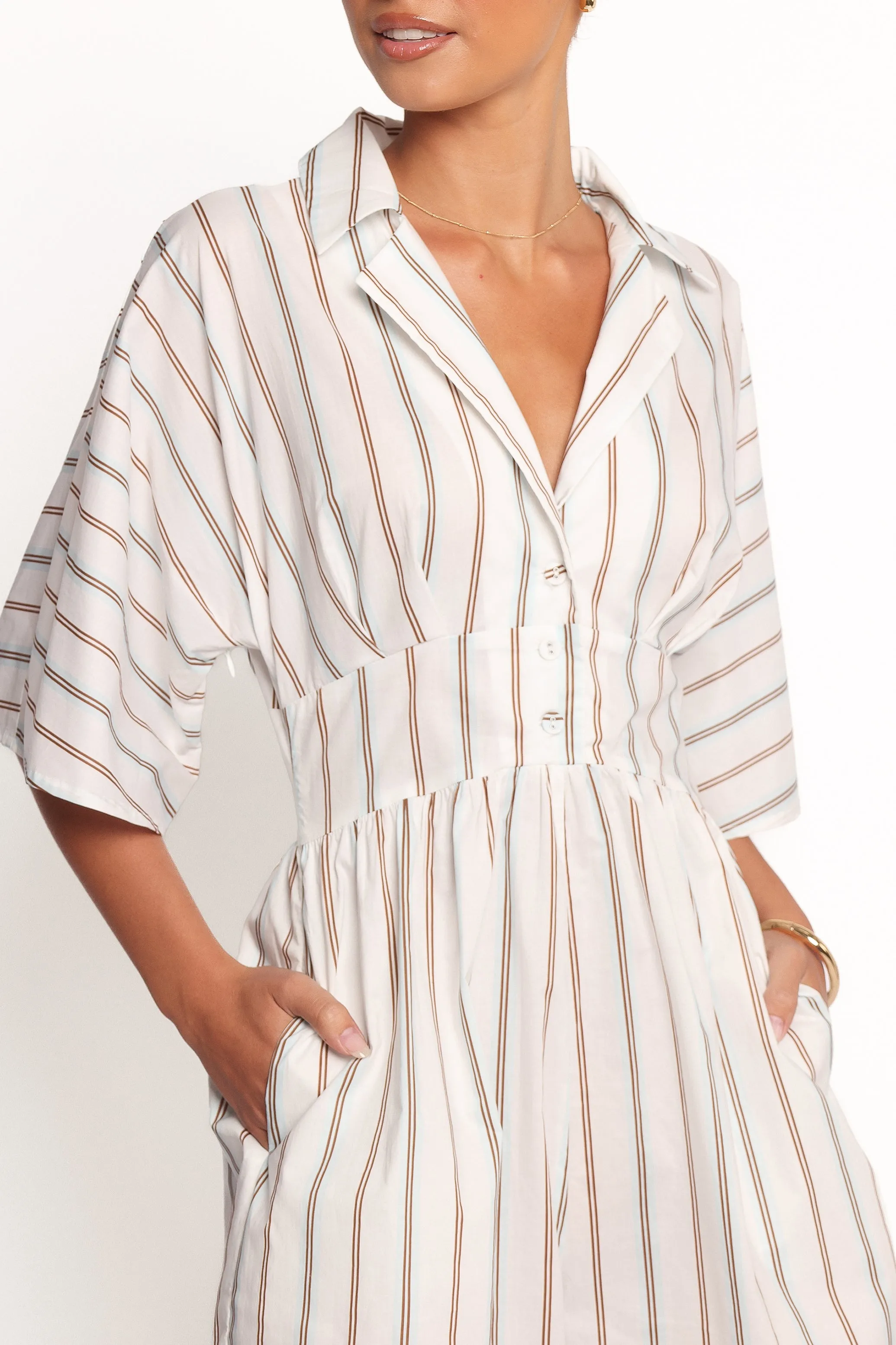 Sonyalle Playsuit - Blue Brown Stripe