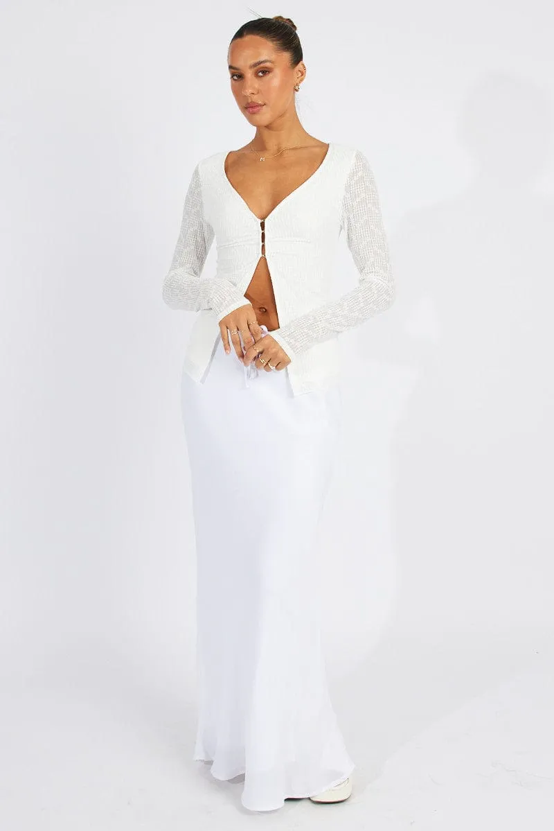 White Textured Top Long Sleeve