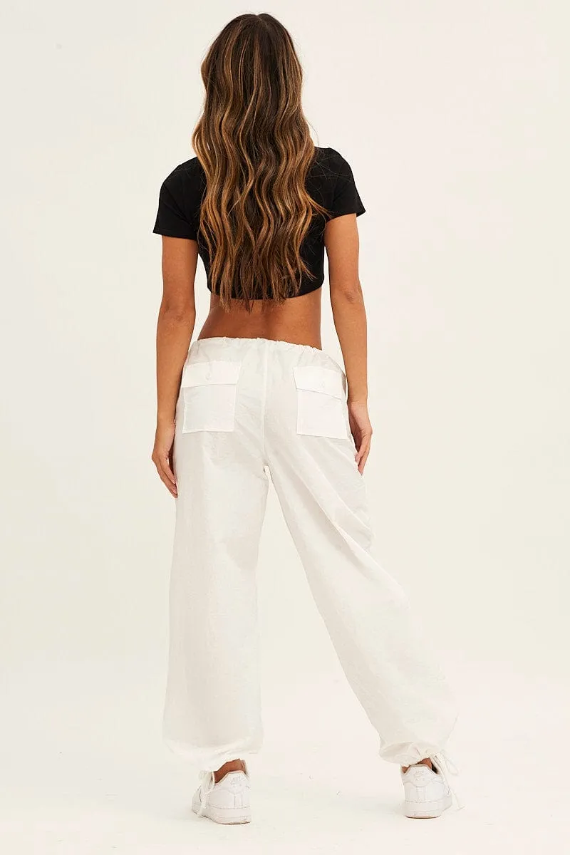 White Utility Relaxed Pant Low Rise