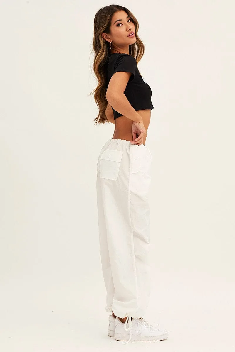 White Utility Relaxed Pant Low Rise
