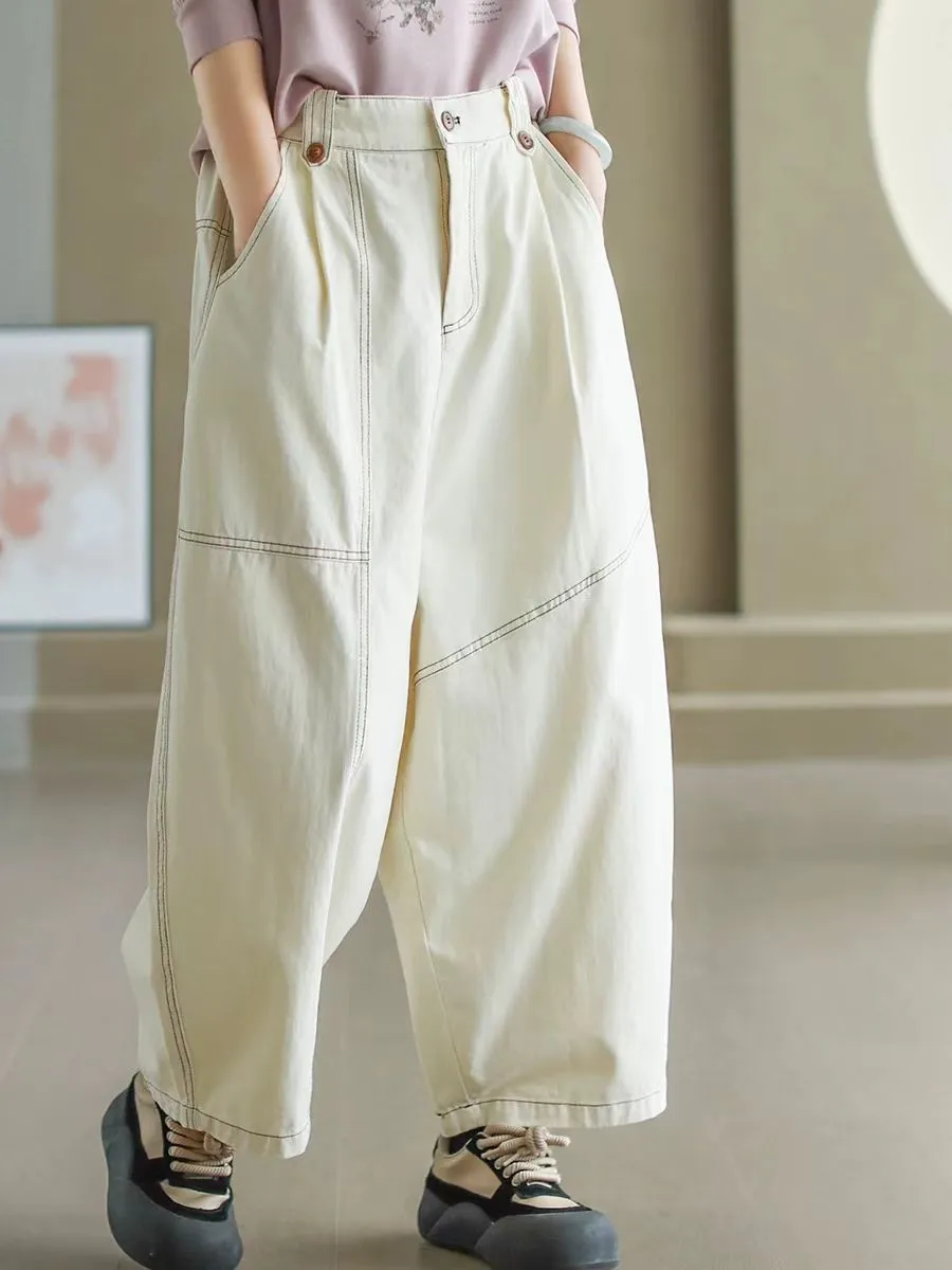 Women Spring Casual Trendy Seamline Loose Cotton Harem Pants